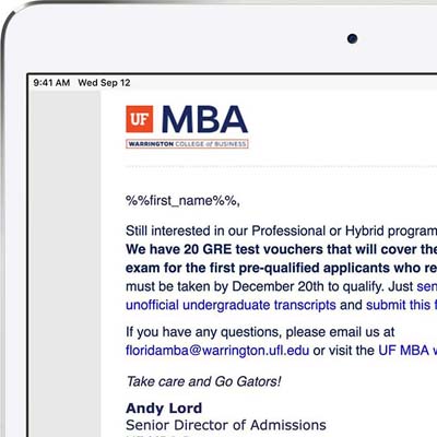 UF MBA Campaign Email